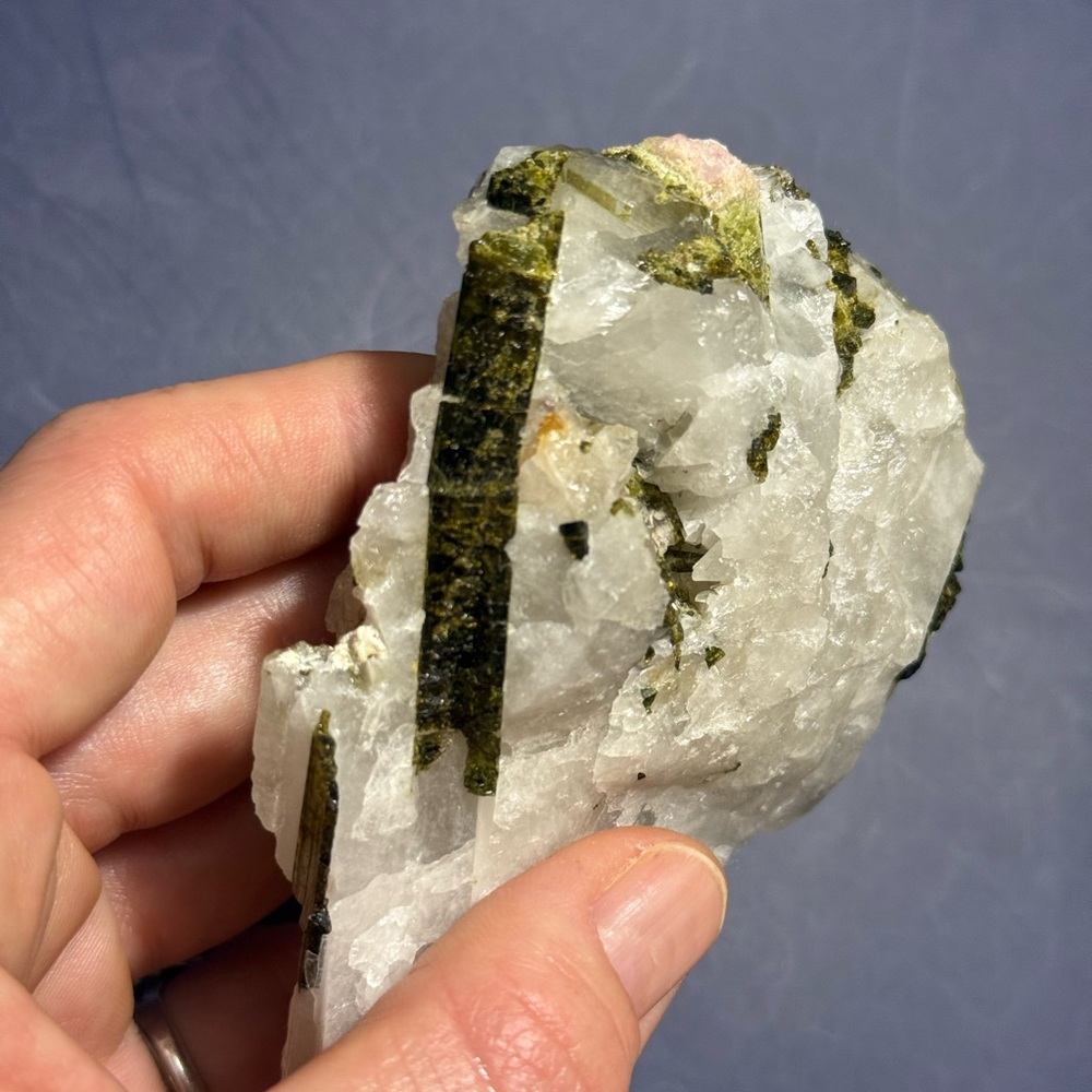 Natural White quartz and Pink and Green Tourmaline Mineral Specimen